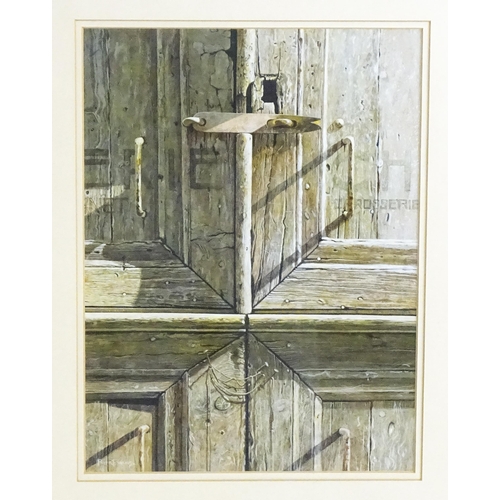 1520 - Peter Evans (b.1943), Acrylic on board, White Doors. Signed lower left and ascribed to label verso. ... 