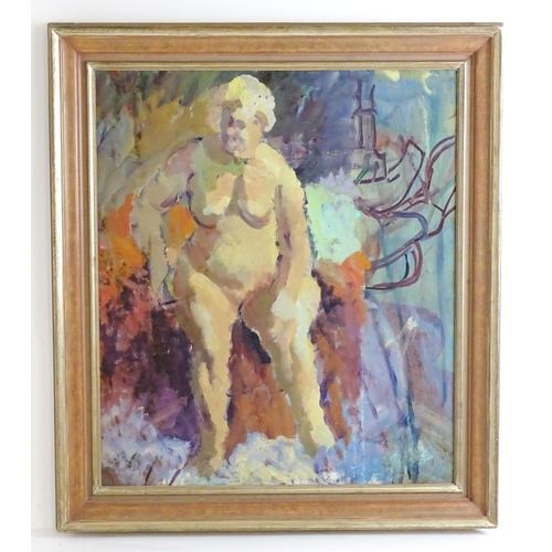 1526 - Bernard Carolan (1912-1981), Oil on canvas, A portrait of a seated nude. Ascribed verso. Approx. 29 ... 