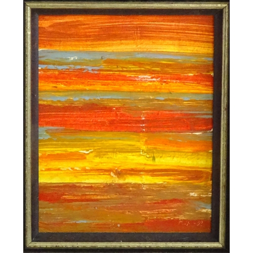 1528 - 20th century, Oil on canvas, An abstract composition in red, orange, yellow and blue. Indistinctly s... 