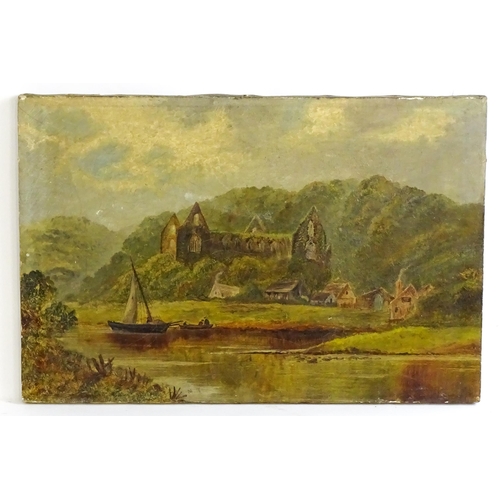 1530 - 19th century, English School, Oil on canvas, A view of Tintern Abbey from the River Wye with figures... 