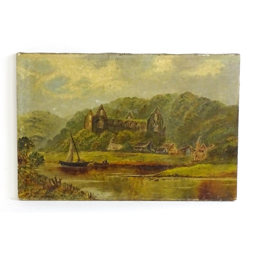 1530 - 19th century, English School, Oil on canvas, A view of Tintern Abbey from the River Wye with figures... 