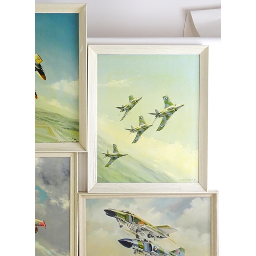 1532 - D. Hammond, 20th century, Oil on board, Four depictions of military planes / aircraft in flight comp... 