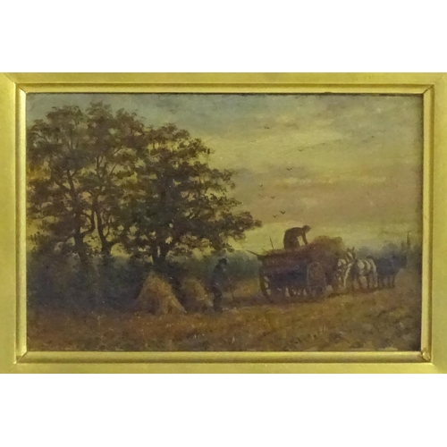 1540 - Manner of Enoch Crosland (1860-1945), English School, Oil on canvas laid on board, Loading hay stook... 