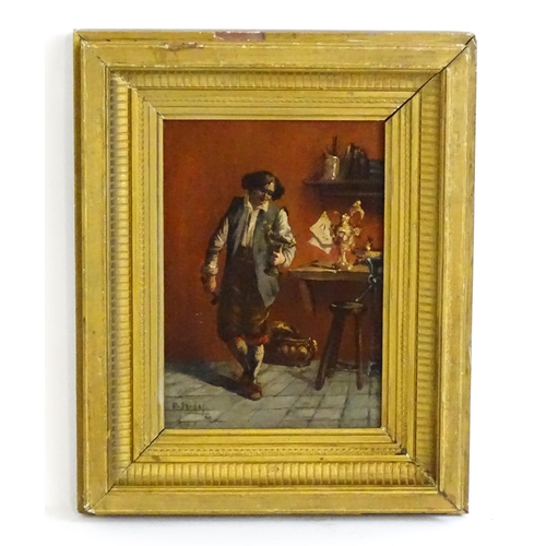 1546 - 19th century, French School, Oil on board, A silversmith in his workshop. Indistinctly signed and da... 