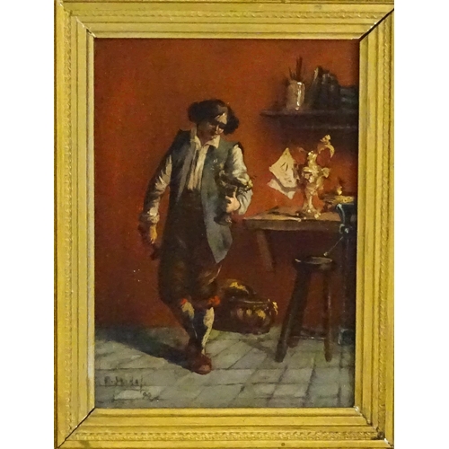 1546 - 19th century, French School, Oil on board, A silversmith in his workshop. Indistinctly signed and da... 