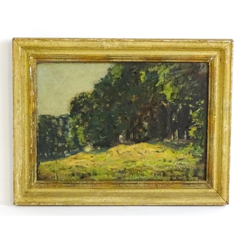 1549 - Reginald Brundrit (1883-1960), English School, Oil on board, The edge of a wood. Bears James Bourlet... 