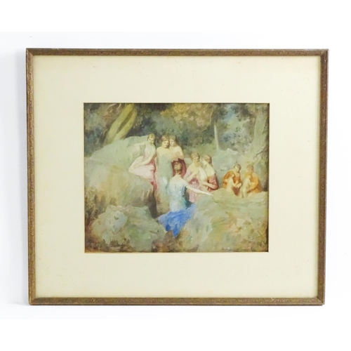 1600 - Arthur Kynaston (1904-1966), Watercolour and gouache, A woodland scene with bathing nymphs. Signed l... 