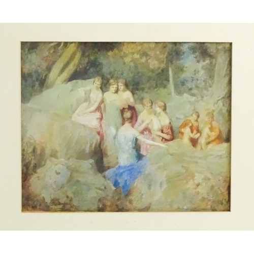 1600 - Arthur Kynaston (1904-1966), Watercolour and gouache, A woodland scene with bathing nymphs. Signed l... 