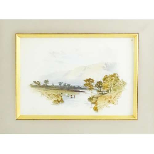 1602 - Henry Bowser Wimbush (1861-1943), Watercolour, On the Conway, A river scene with cattle. Signed and ... 