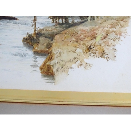 1602 - Henry Bowser Wimbush (1861-1943), Watercolour, On the Conway, A river scene with cattle. Signed and ... 