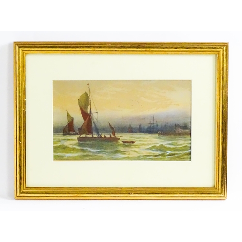 1611 - Thomas Mortimer, Late 19th century, Marine School, Watercolour, Fishing boats leaving a harbour. Sig... 