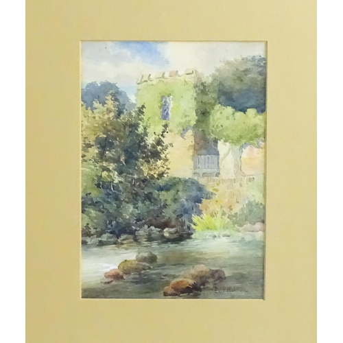 1613 - Edwin Charles Pascoe Holman (1882-1955), Watercolour, Abbey ruins at Tavistock. Signed lower right. ... 