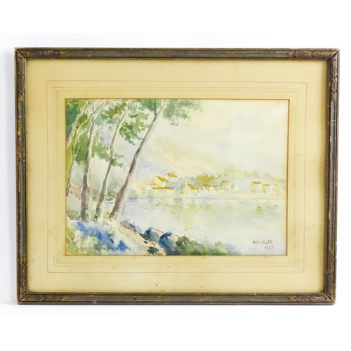 1615 - H. Nuttall, Early 20th century, Watercolour, Cap Martin, South France. Signed and dated 1921 lower r... 