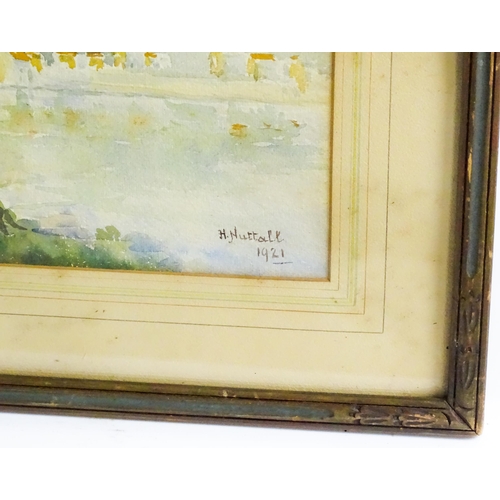 1615 - H. Nuttall, Early 20th century, Watercolour, Cap Martin, South France. Signed and dated 1921 lower r... 