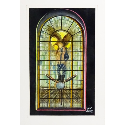 1617 - 20th century, Oil on board, A study of the RAF Battle of Britain memorial stained glass window at Ro... 