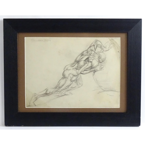 1621 - Ronald William (Josh) Kirby (1928-2001), Pencil drawing, An anatomical study, The Titan Atlas pushin... 