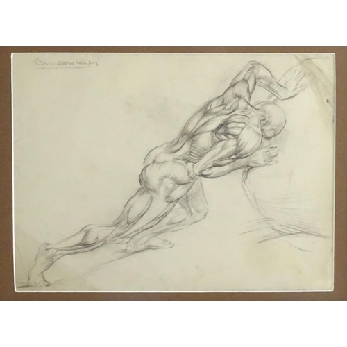 1621 - Ronald William (Josh) Kirby (1928-2001), Pencil drawing, An anatomical study, The Titan Atlas pushin... 