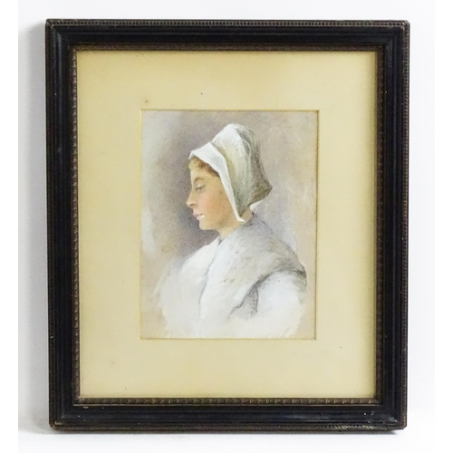 1627 - 19th century, Continental School, Watercolour and gouache, A portrait of a woman. Approx. 6 1/4