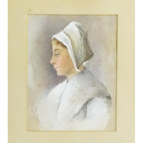 1627 - 19th century, Continental School, Watercolour and gouache, A portrait of a woman. Approx. 6 1/4