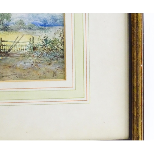 1635 - Early 20th century, Watercolour and gouache, A rural scene with a horse drawn cart passing a farm co... 