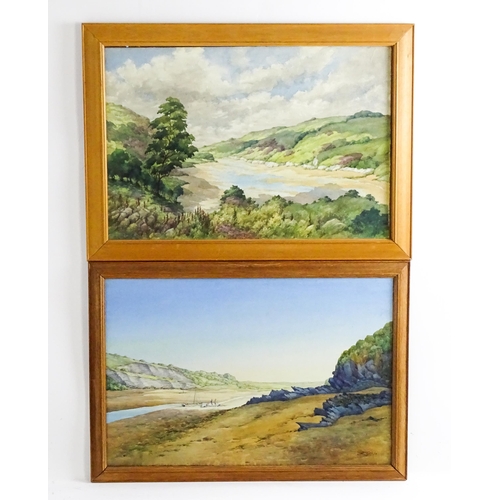 1638 - Tom Smith, 20th century, Watercolours, Two estuary landscapes, one titled Sunshine and Shadow. Both ... 