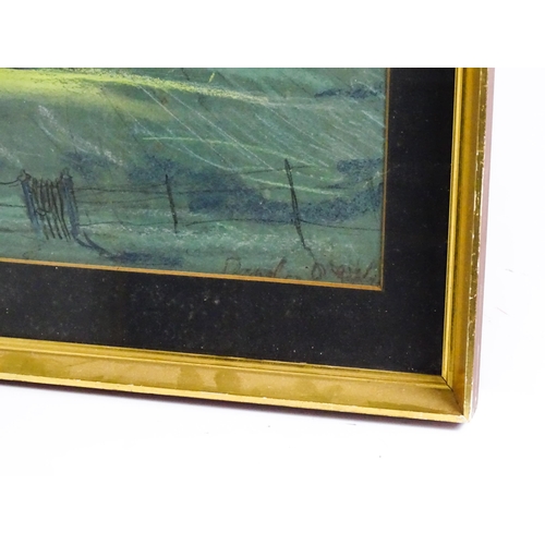 1682A - 20th century, Pastel on paper, A landscape with rolling hills and trees. Indistinctly signed David D... 