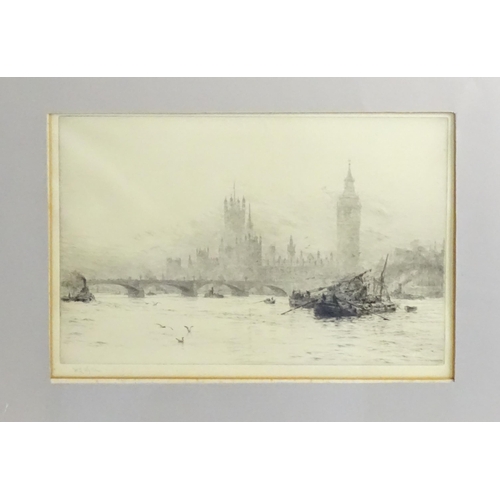 1693 - William Lionel Wyllie (1851-1931), Etching, Westminster at Flood Tide. Signed in pencil under. Appro... 