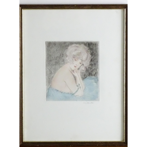 1696 - Manner of Louis Icart (1888-1950), Colour etchings, Three figural studies to include two seated wome... 