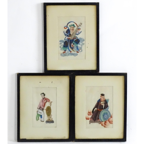 1713 - 19th century, Chinese School, Watercolour and gouache on rice paper, Three figural studies comprisin... 