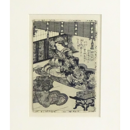 1714 - After Nishikawa Sukenobu (1671-1750), Japanese School, Woodblock print, A study of a seated woman. A... 