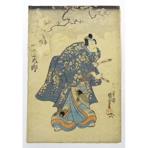 1731 - After Utagawa Kuniyoshi (1797-1861), Japanese School, Woodblock print, A portrait of an actor as a s... 