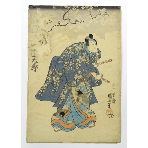 1731 - After Utagawa Kuniyoshi (1797-1861), Japanese School, Woodblock print, A portrait of an actor as a s... 