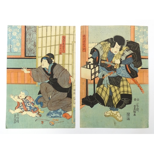 1740 - After Utagawa Kunisada (1786-1865), Japanese School, Woodblock prints, A diptych, The Samurai's Fare... 