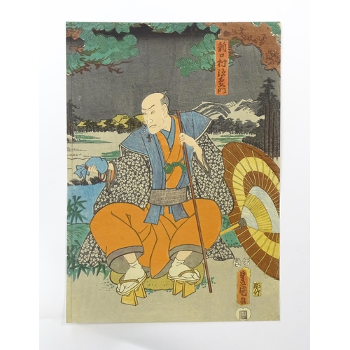 1750 - After Utagawa Kunisada (1786-1865), Japanese School, Woodblock print, Morita Kanya XI as Magoemon in... 