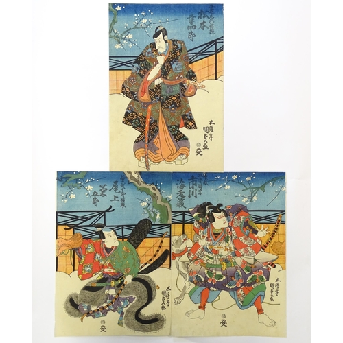 1753 - After Utagawa Kunisada (1786-1865), Japanese School, Woodblock prints, A triptych, Kabuki Actors in ... 