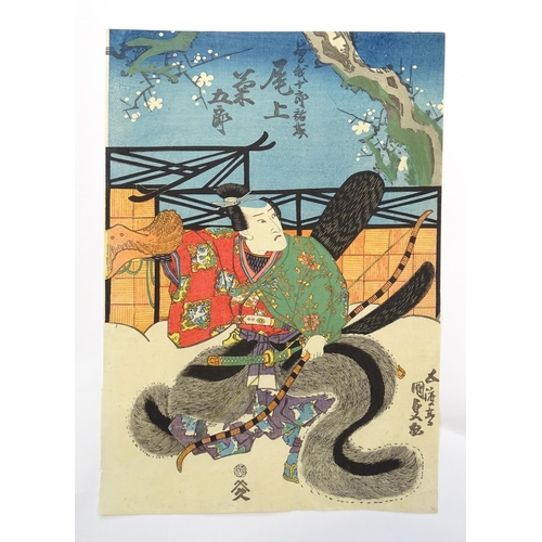 1753 - After Utagawa Kunisada (1786-1865), Japanese School, Woodblock prints, A triptych, Kabuki Actors in ... 