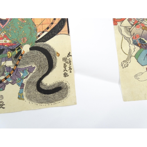 1753 - After Utagawa Kunisada (1786-1865), Japanese School, Woodblock prints, A triptych, Kabuki Actors in ... 