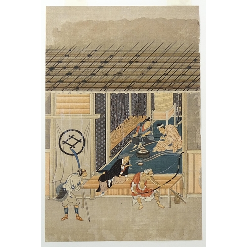 1761 - Tosa Mitsuoki (1617-1691), Japanese School, Woodblock print, Bow Makers. Approx. 11