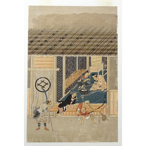 1761 - Tosa Mitsuoki (1617-1691), Japanese School, Woodblock print, Bow Makers. Approx. 11