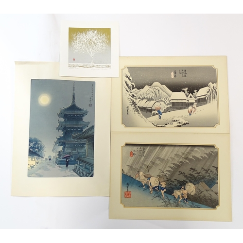 1769 - Benji Asada (1900-1984), Japanese School, Woodblock print, Kiyomizu Pagoda in Kyoto. Together with K... 