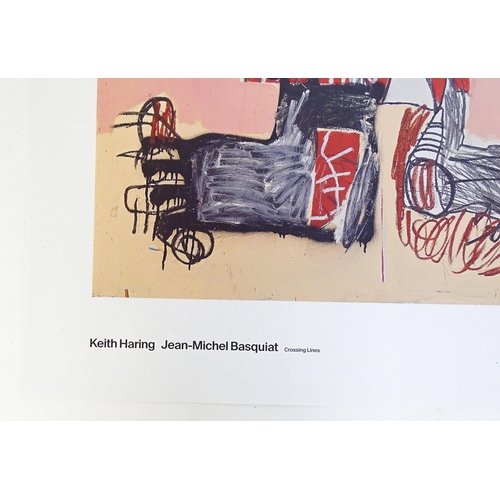 1820 - A 21st century Jean-Michel Basquiat / Keith Haring Exhibition Poster for Crossing Lines at the Natio... 