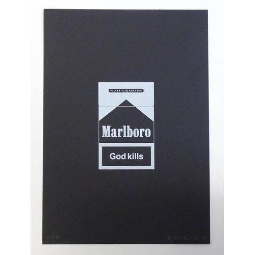 1836 - Alex Bucklee, 21st century, Limited edition screen print, God Kills - Marlboro. Signed and numbered ... 