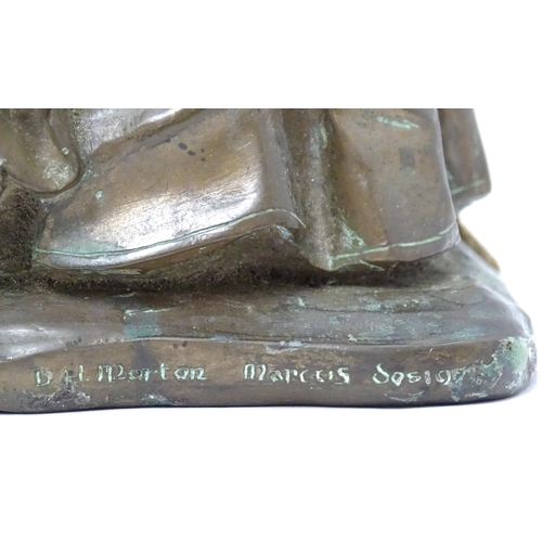 1018 - A 20thC cast doorstop / door porter depicting a medieval nobleman and woman, by D.H. Morton for Marc... 