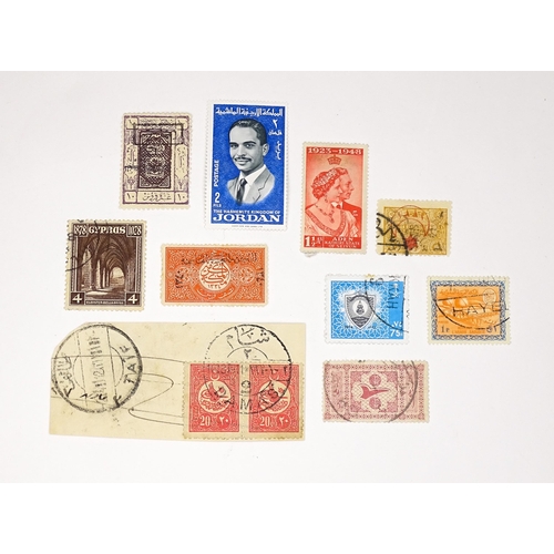 1192 - Eleven 20thC postage stamps from Jordan, Aden - Kathiri State of Seiyun, Cyprus, Turkey, etc. (11)