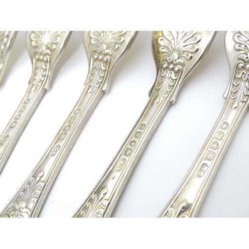 522 - 24 associated Victorian silver Kings pattern dessert forks comprising fifteen hallmarked London 1848... 