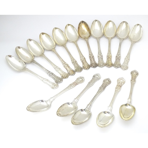 523 - Sixteen Victorian silver Kings pattern tablespoons hallmarked London 1848 maker Elizabeth Eaton. App... 