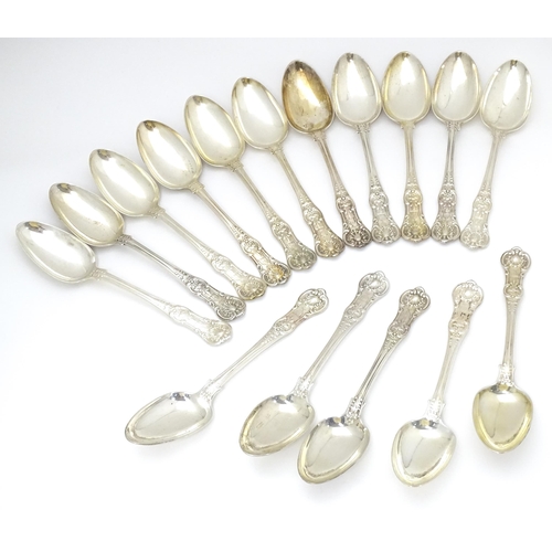 523 - Sixteen Victorian silver Kings pattern tablespoons hallmarked London 1848 maker Elizabeth Eaton. App... 