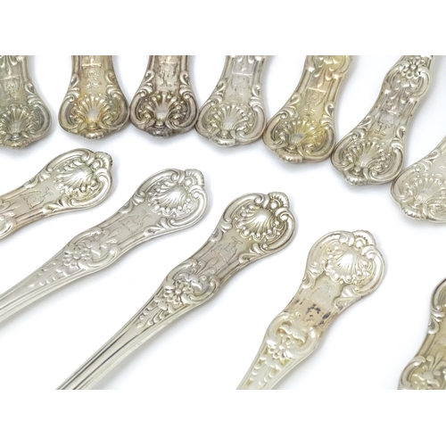 523 - Sixteen Victorian silver Kings pattern tablespoons hallmarked London 1848 maker Elizabeth Eaton. App... 