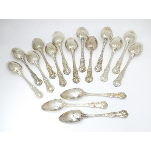 523 - Sixteen Victorian silver Kings pattern tablespoons hallmarked London 1848 maker Elizabeth Eaton. App... 