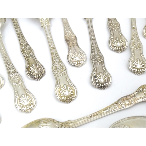 530 - Thirty six associated Victorian silver Kings pattern teaspoons comprising twelve hallmarked London 1... 